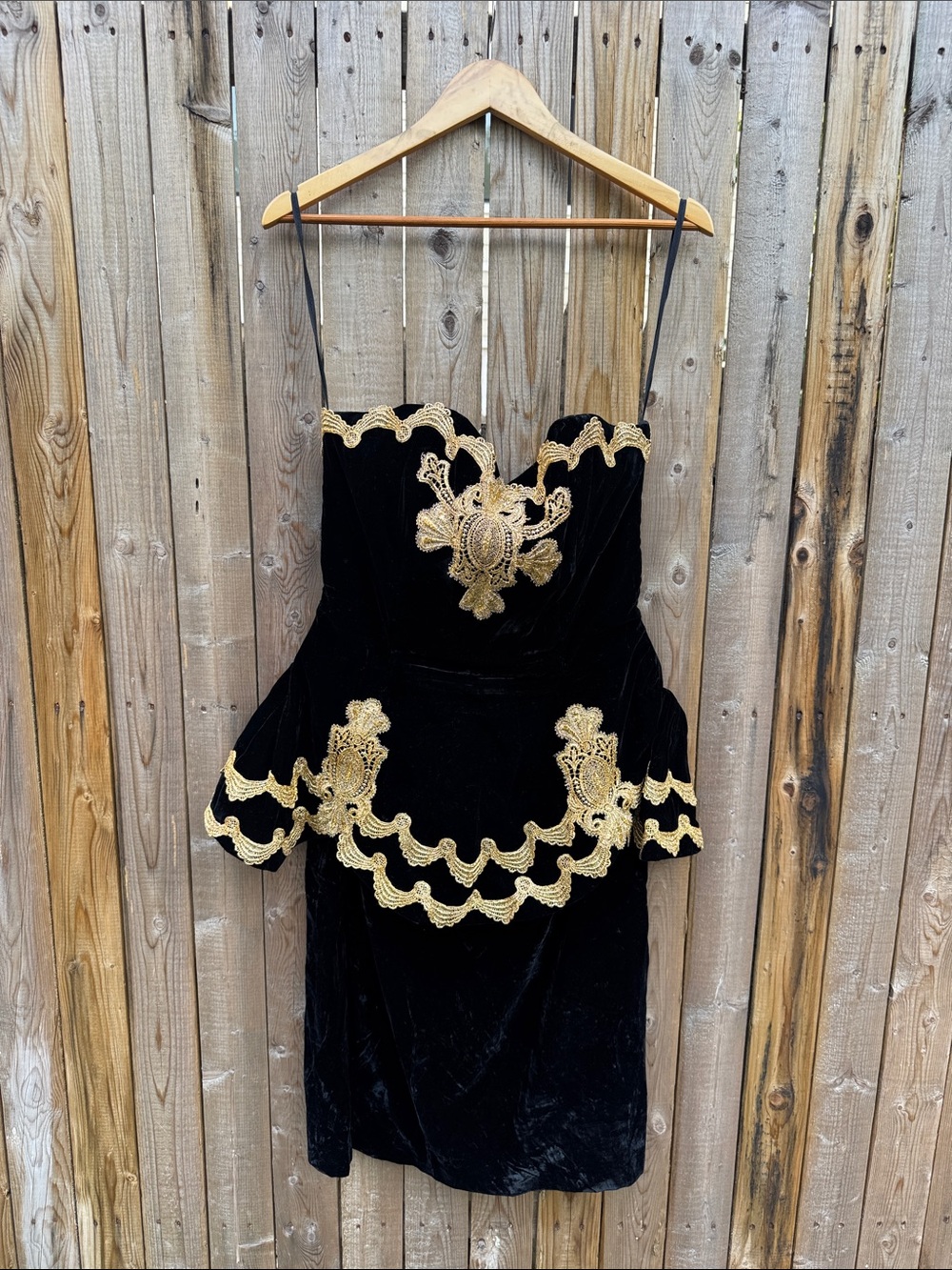 VTG Victor Costa Black Velvet Strapless Dress